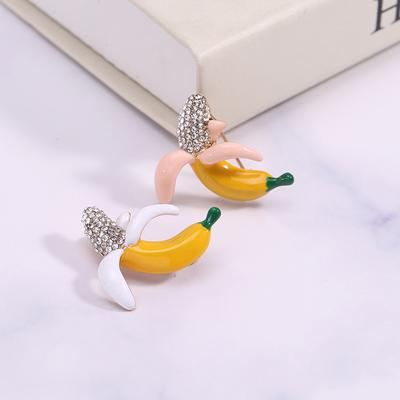 Fashion New Product Cute Cartoon Banana Fruit Diamond Set Banana Brooch Men's and Women's Clothing Accessories