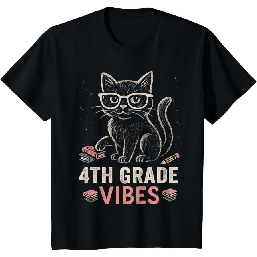 4th Grade Vibes Cat First Day Style T-Shirt(1) XXXXXL чёрный