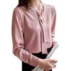 Women's White Chiffon Long Sleeve Shirt - 2025 Spring/Summer Casual & Professional Design