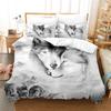 3D Wild Animal Soft Duvet Cover Mon And Wolf Beding Set Microfiber Galaxy Warm Comforter Cover King Ful For Children Kids Tens Young Boys Rom Decor
