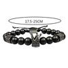Men's Black Matte Skull Bracelet Set with Zirconia Crown Beads