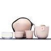 Portable Pink Ceramic Tea Set with One Pot & Three Cups - Ideal for Travel & Outdoor Use