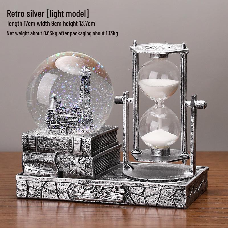 Eiffelturm Kristallkugel Sanduhr - Leuchtendes Studentengeschenk, Harz Desktop-Ornament