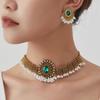 Cross-Border Ethnic Rhinestone Tassel Necklace & Earring Set