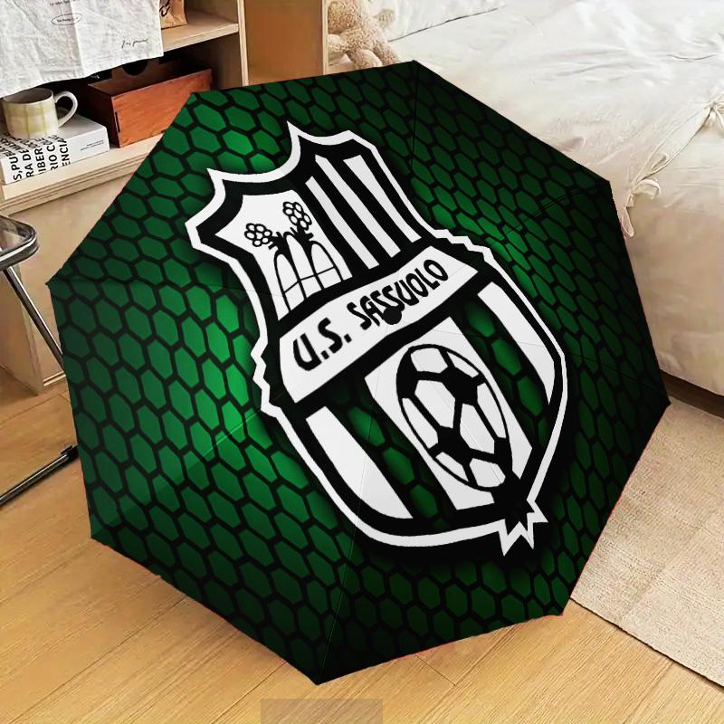 Sassuolo Football Crest Design Automatic Folding Umbrella - 8-Rib Travel Umbrella with Auto Open/Close & Portable Gifts for holidays or birthdays