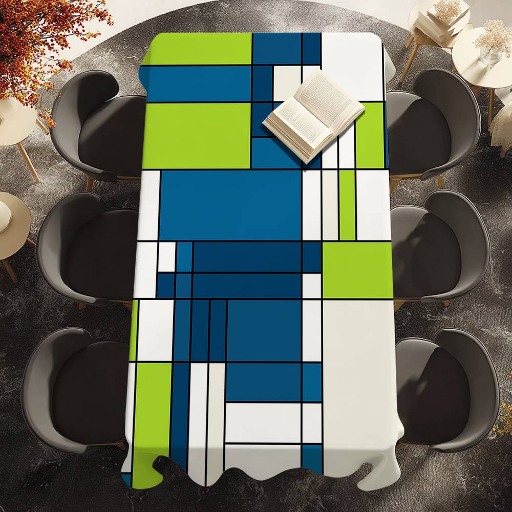 Moderne Kleurrijke Vierkanten Tafelkleed Waterdicht Vlekbestendig Polyester Tafelhoes voor Decoratie Eettafel Keuken Feest Tafelkleed 140x160cm