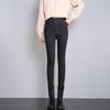 Women's Brushed Denim High-Waist Skinny Pants - Autumn/Winter 2023: Warm, Elastic, Thick Cotton
