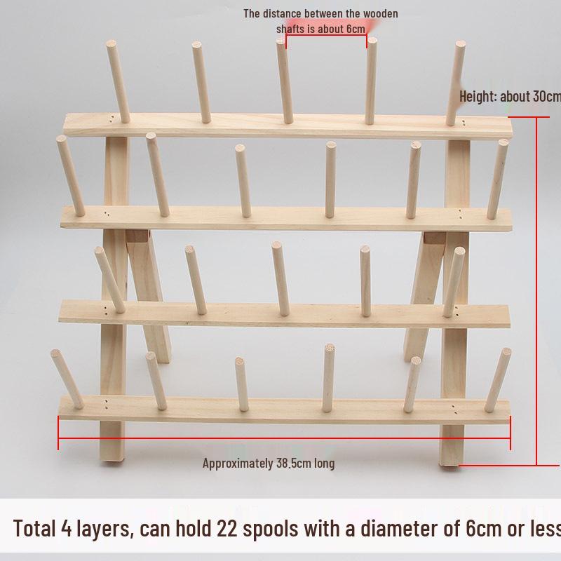 Solid Wood Folding Sewing Thread Rack - Large Spool Holder, Wall-Mounted or Desktop, Available in 4 Styles