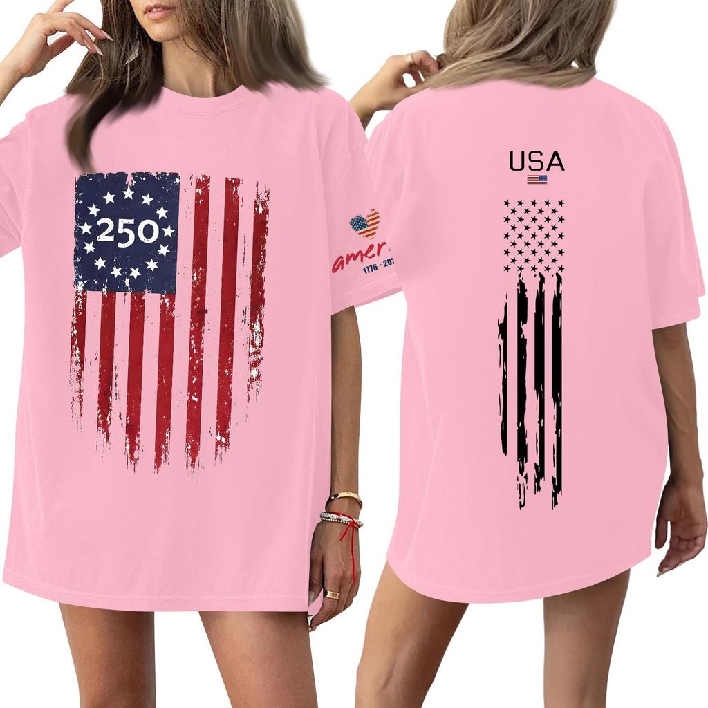 Damen Lässiges Mode Rundhals Lässiger Print Kurzarm T-Shirt Top