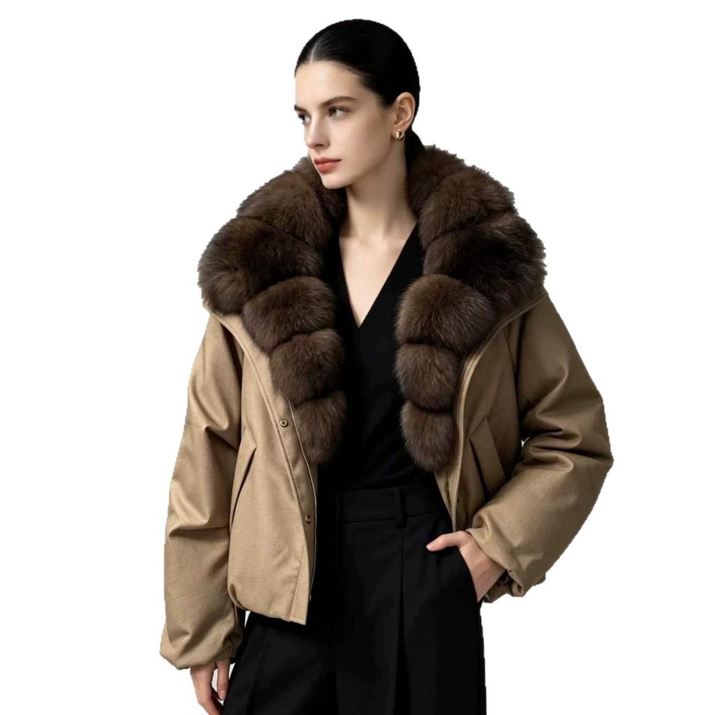 Women's Winter Fox Fur Collar Down Jacket - Stylish, Loose, and Warm Fur Coat