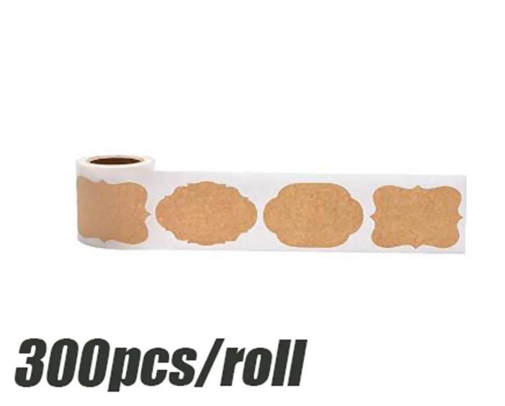 300 klistremerker/ruller/30x50 mm kraftpapir blanke dekorative klistremerker Gjør-det-selv bake-emballasjeetiketter
