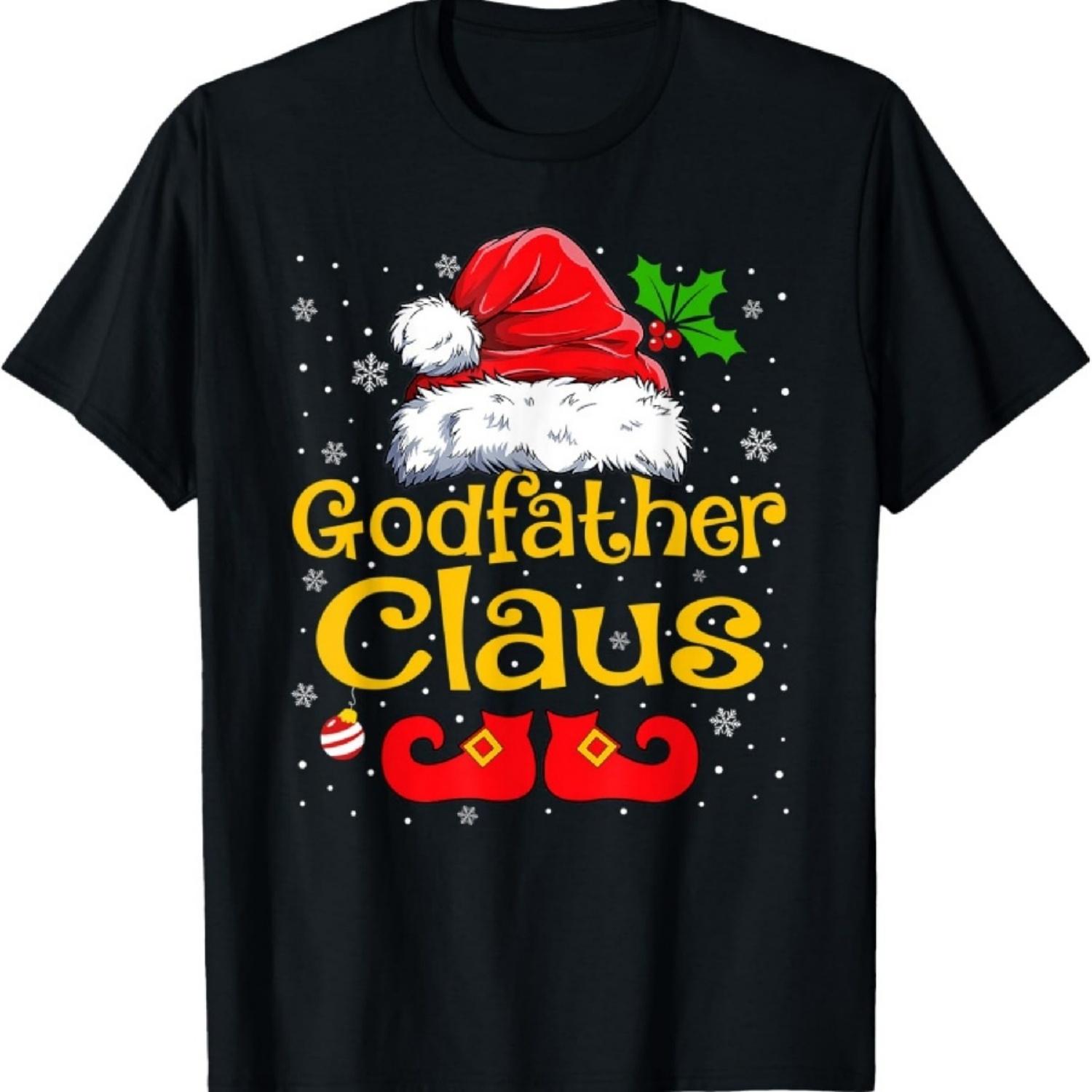 

Mens Matching Family Christmas Santa Hat Xmas Godfather Claus T-Shirt XXXXXL чорний