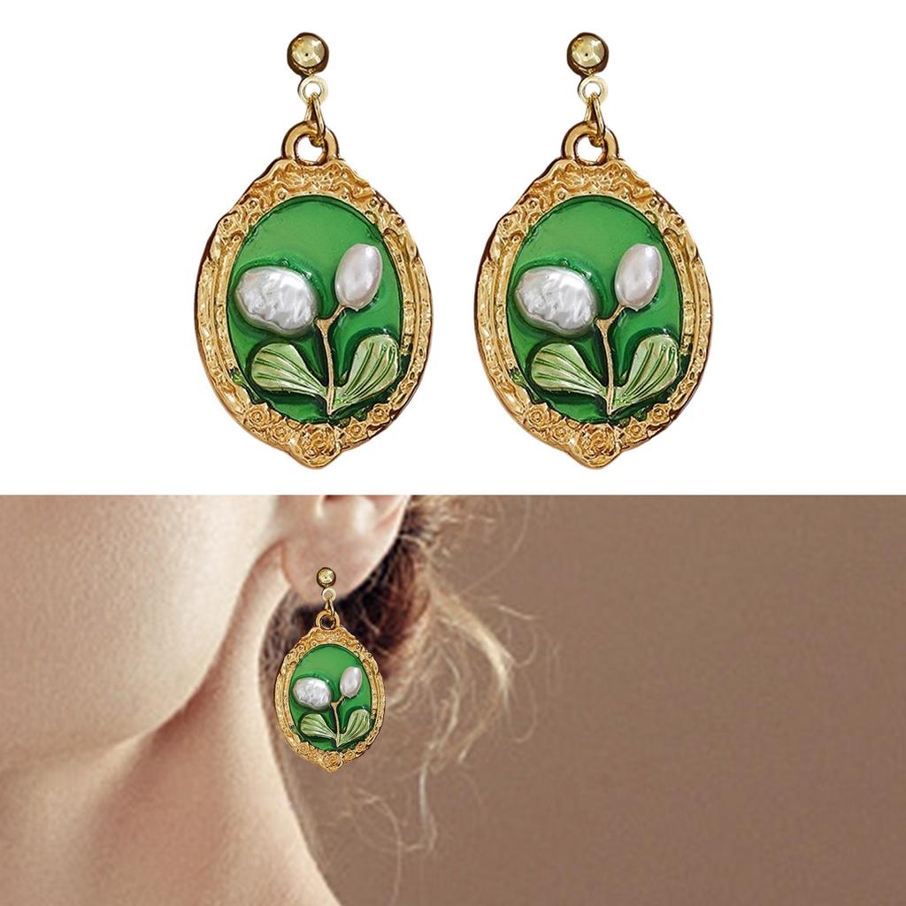 Blumenohrringe Lustige Ohrstecker Ölgemälde Blume Ohrschmuck Legierung Textur Geeignet für modische Teenager Geschenk