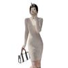 Women's Slim Fit Knitted Sweater Dress - Round Neck, Waist-Cinching, Mid-Length, 2025 Autumn/Winter Collection