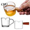 Copo Medidor de Vidro Jarra para Café e Leite com Cabo de Madeira Mini Leiteira Acessórios para Preparo de Café Espresso Tigela Pequena para Molho de Mergulho Balança Prato para Condimentos