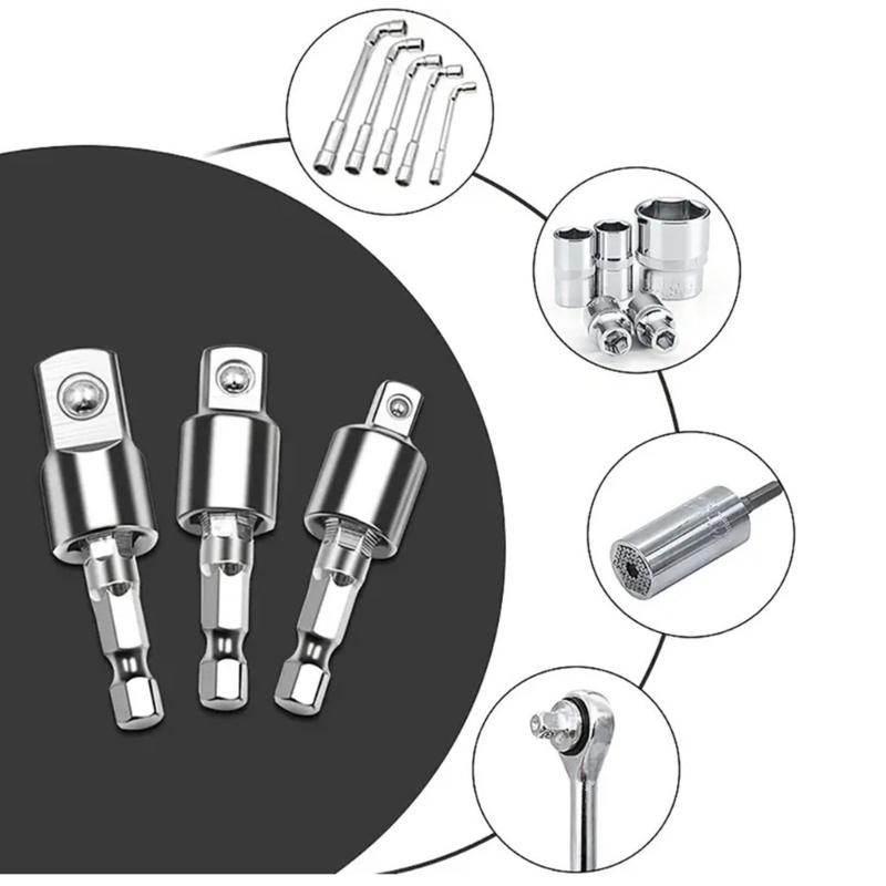 3pcs 360 Degree Rotating Spin Drill Socket Set Suitable for Various Screw Angles & Enhances Efficiency In DIYer Projects