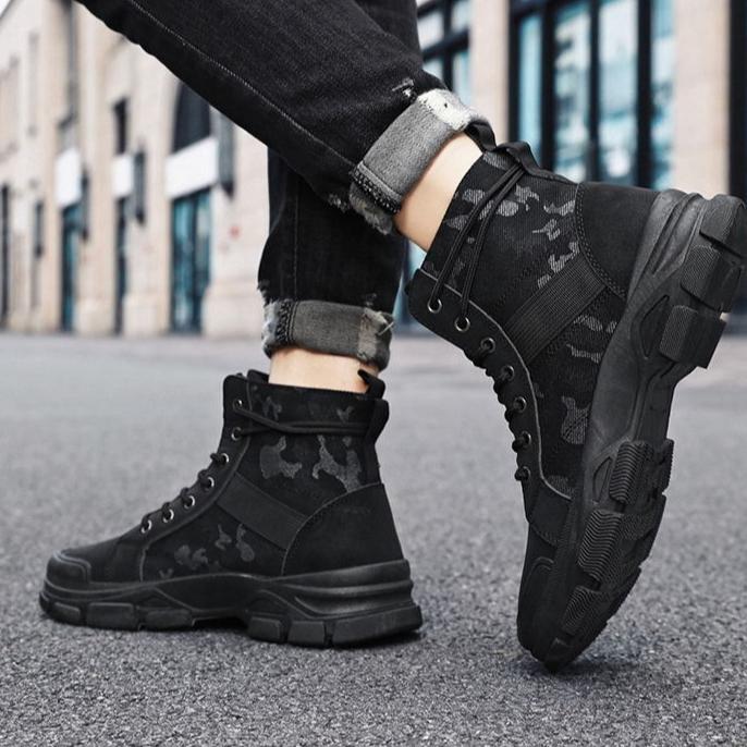High Quality Camouflage Youth Trendy Shoe,Casual High Top Canvas Men's Shoes,soft Sole Desert Boots,short Boots Sapato Masculino