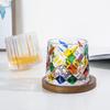 Creative Hand-painted Extract Cup, Simplicity Household Kitchenware, Retro Whiskey Glass, Rotary Wooden Tray Water Cup, Light Lu