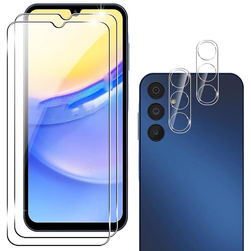 2Pcs For Samsung Galaxy A05s 4G Tempered Glass Screen Protector with Camera Lens Film Shatterproof 9H Hardness