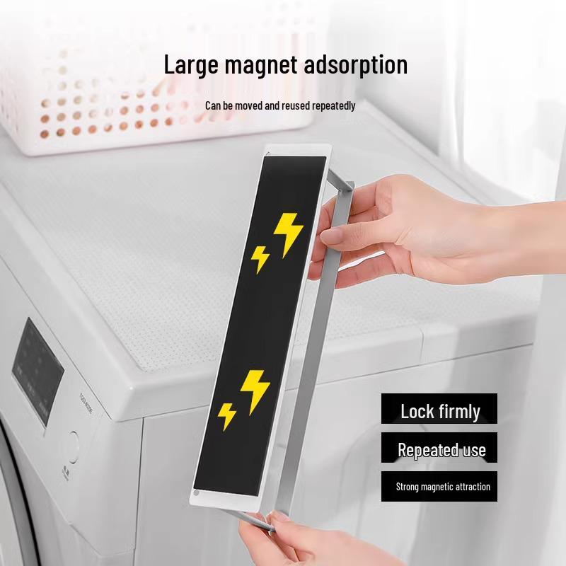 Magnetic No-Punch Clothes Drying Rack: Multifunctional Hanger for Balcony & Laundry.