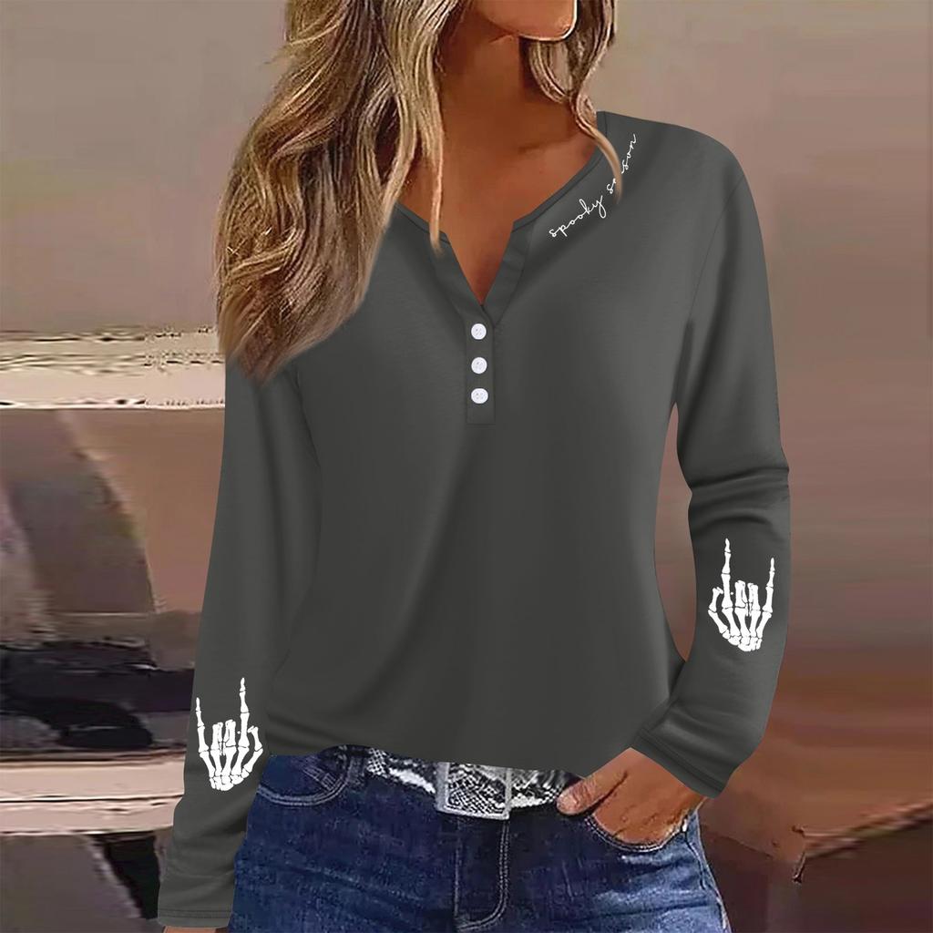 Women's T Shirt Tee Button Floral Print Long Sleeve Daily Weekend Fashion Basic V-Neck Regular Top