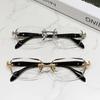 Vintage Frameless Cut Edge Glasses Eye Protection Metal Anti-Blue Light Glasses Travel Eyewear Anti Eyestrain