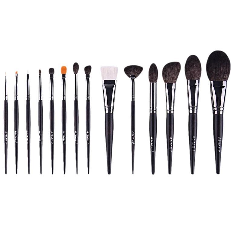 14-Piece Makeup Brush Set: Angled Contour, Flat Mask, Eyeshadow Blending Brushes & Storage Bag