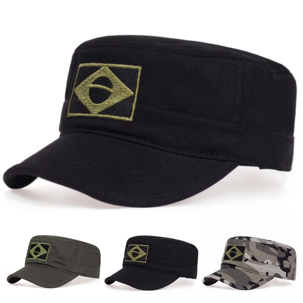 Unisex Brazilian Flag Embroidery Baseball Cap Spring Autumn Outdoor Adjustable Casual Hats Men Flat Top Military Caps Hiphop Hat