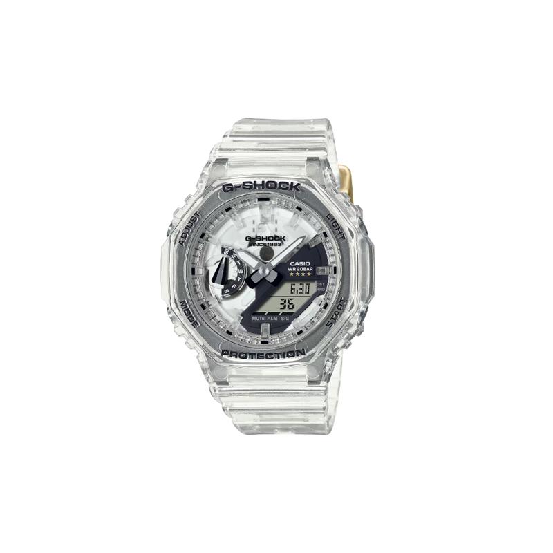 

Casio LCD/Pointer Dual Display Series G-SHOCK Series 40th Anniversary CLEAR REMIX 200m Waterproof Quartz Movement Resin Strap GMA-S2140RX-7AJR серый