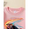 European sizes Red Sports Car Flame Design Girls' Crew Neck Sweatshirt, Autumn Winter, Western Style, Long-Sleeved, Casual Colors for Young Girls.