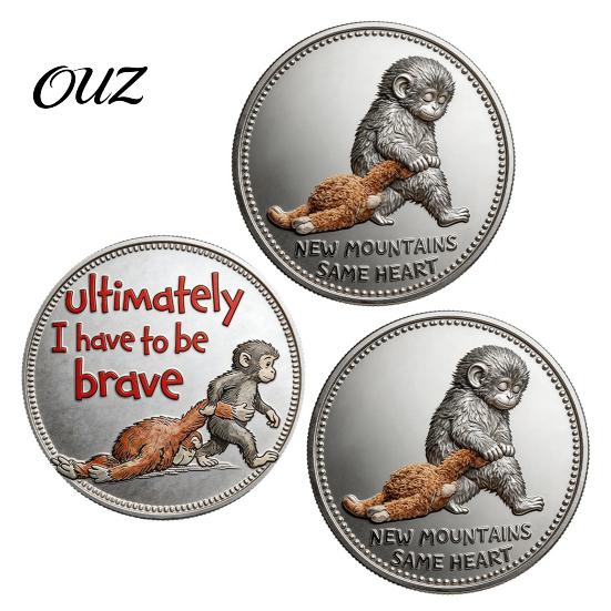 Langlebige Gravierte Münze Emotionale Unterstützung Inspirierender Affe Herausforderung Tasche Doppel?Zweiseitiger Sammlertoken für Freunde Familie Motivation Andenken