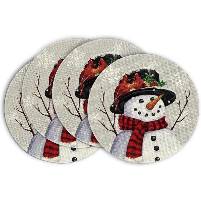 Festive Style Christmas Round Placemats - 4-Piece Set for Holiday Table Decor