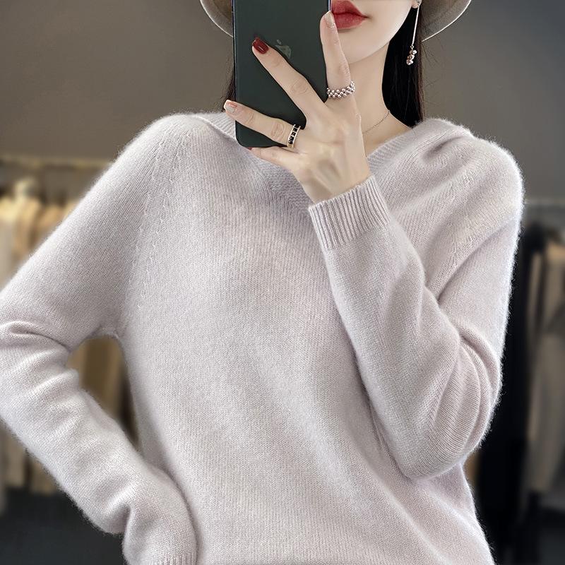 

Осень и зима новая первая линия готовой одежды V-образный худи женский пуловер вязаный свитер внутри и снаружи с нижней майкой 100 S