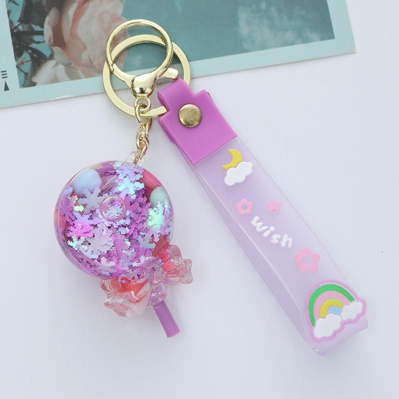 Acrylic Oil-Filled Lollipop Keychain Pendant for Women - Exquisite Car or Bag Charm Gift