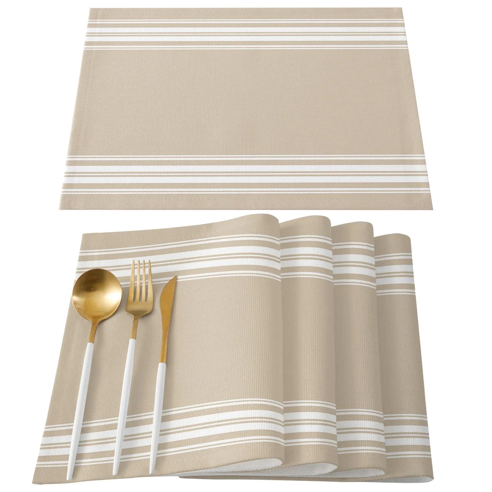

Striped Placemats Set Stripe Print Table Mat Easy To Clean Washable Dining Kitchen Table Mats Canteen Hotel Restaurant Place Mat 2pcs 30x45cm