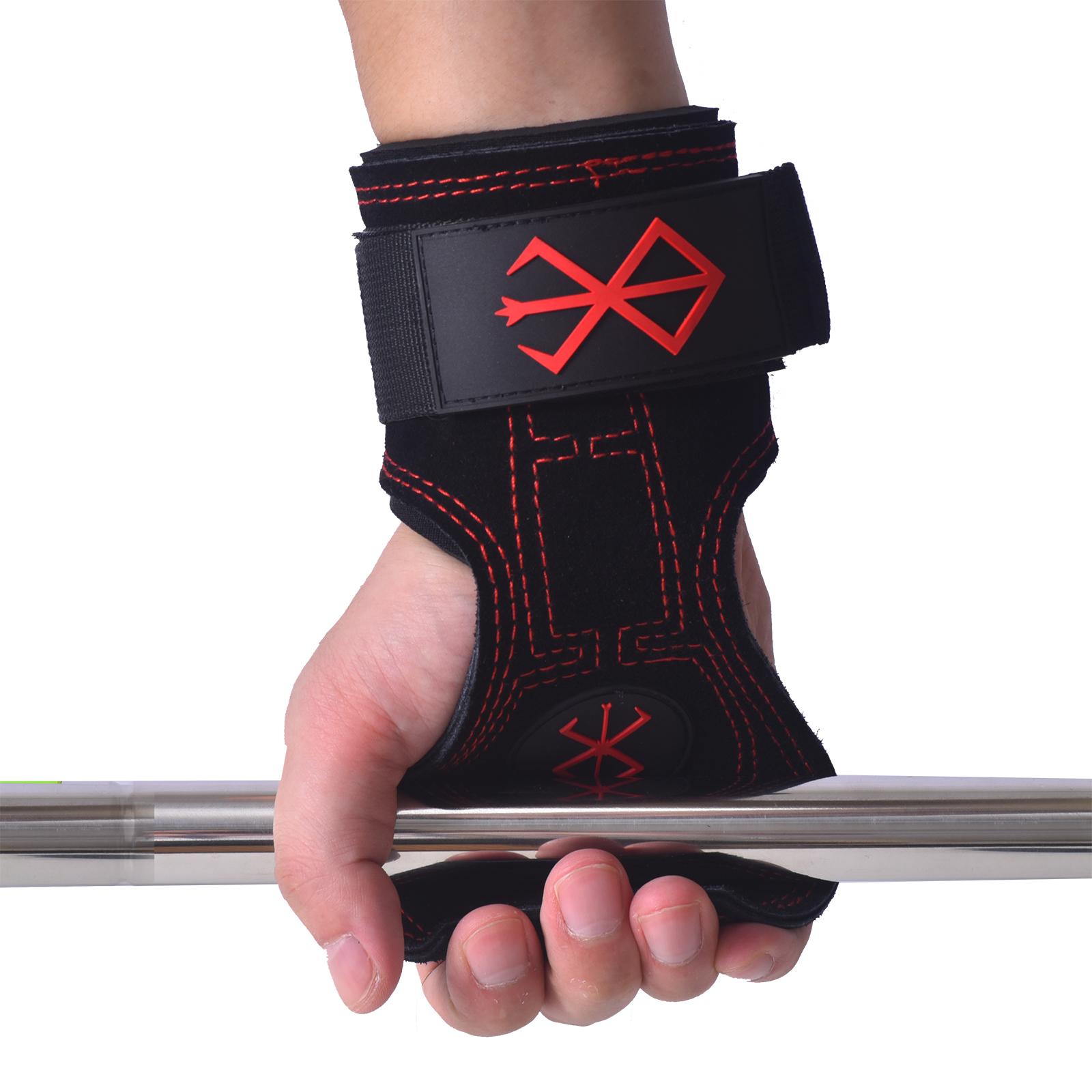 Custom Logo Leather Lifting Straps for Men Deadlift Cushion Wrist Loop Gym Lifting Wrist Wraps for Weightlifting красный
