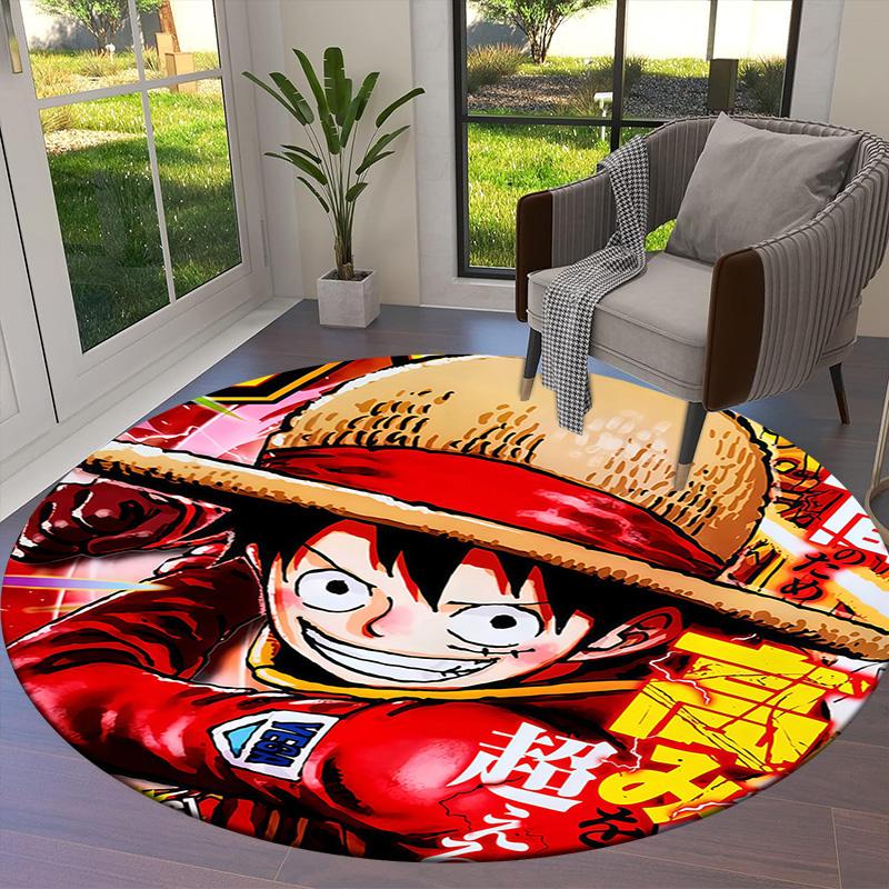 One Piece Monkey D Luffy Round Area Rug Carpet Rug For Living Room Bedroom Sofa Playroom Decor Nonslip Floor Mat