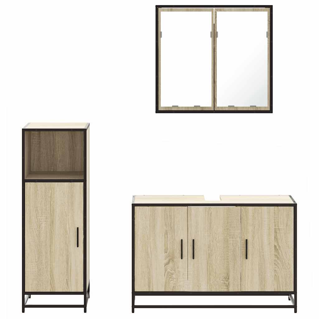 3 Piece Bathroom Furniture Set in Sonoma Oak Particleboard