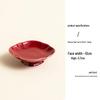 Red Ceramic Dessert Plate: Retro Chinese Pastry & Fruit Display Dish