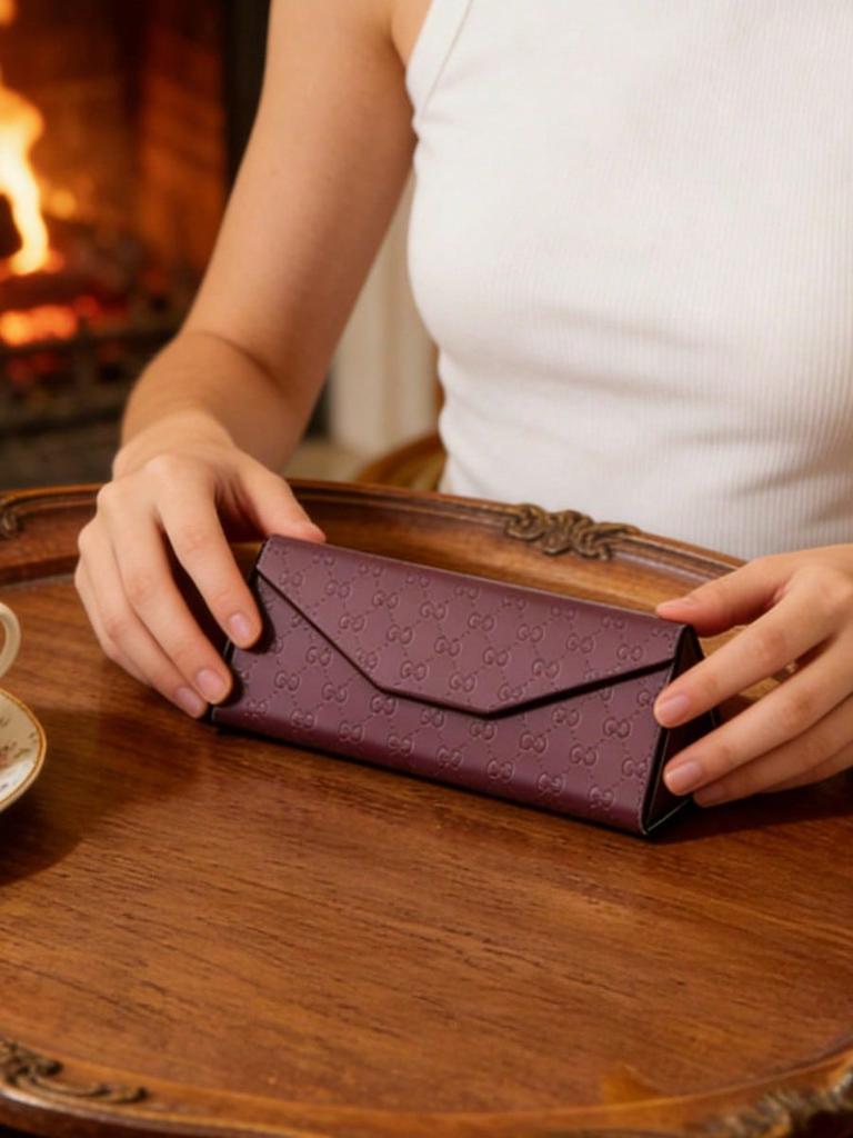 Gucci GG Embossed Leather Glasses Case