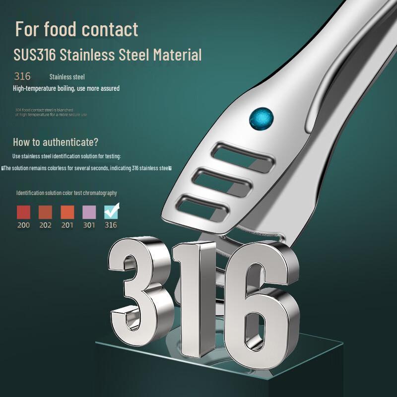 Zhishi 316 Stainless Steel BBQ Tongs