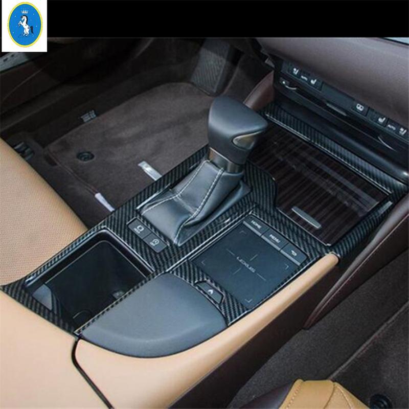 Carbon Fiber Look Car Gear Shift Storage Box Control Decor Panel Cover Trim For Lexus ES 2018 -  Interior Refit Accessories