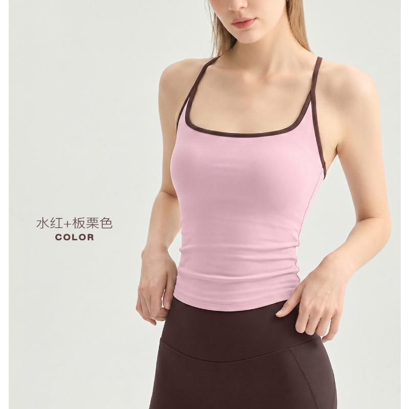 Yoga clothes, sports underwear, women's with chest pads, I-shaped vest, tight Pilates fitness, yoga top, and outer wear.