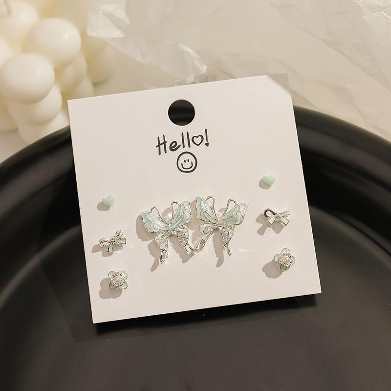 

Stud Earrings for Women New Arrival Minimalist Cute and Graceful Niche Style Suit Stylish Fresh S925 Butterfly Earrings Silver Needle for Students Blue Wing Rhyme-Four Pair