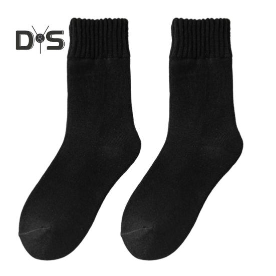 

1 пара мужских зимних носков, утолщенные плюшевые носки средней длины, высокоэластичные, нескользящие, не скатывающиеся, носки для ног, комфортные, теплые, для сна чёрный