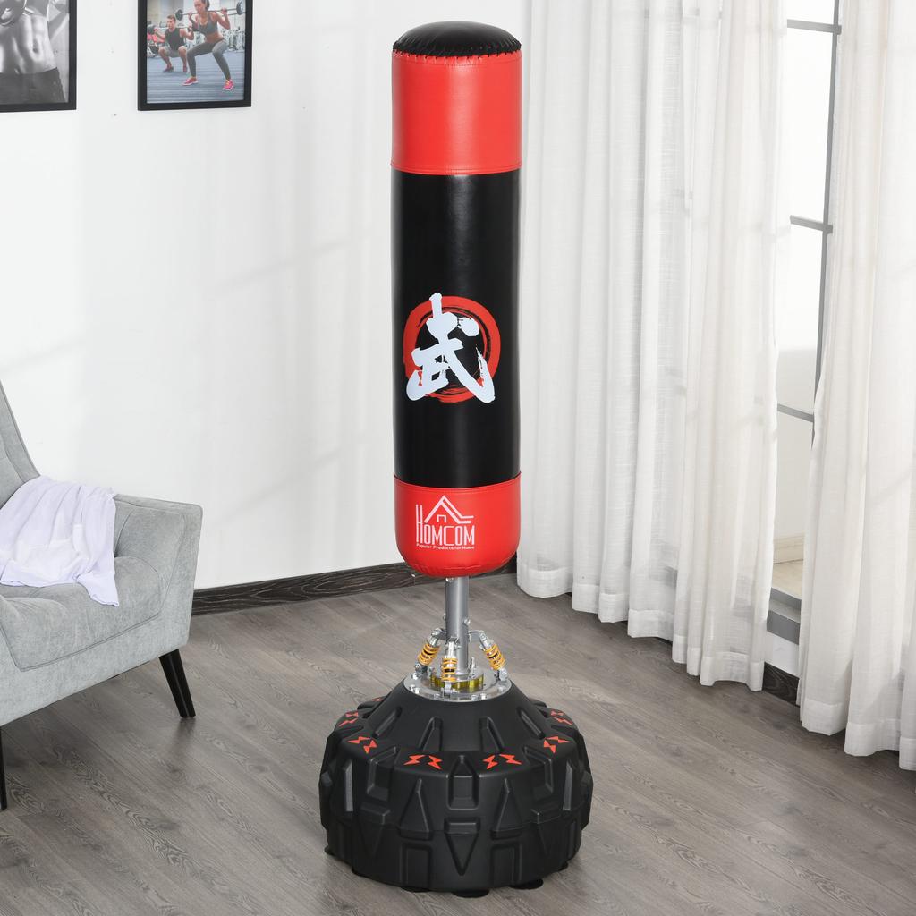 Freestanding Punching Bag for Adults, Suction Cup Base, Black and Red, 60x60x180 cm
