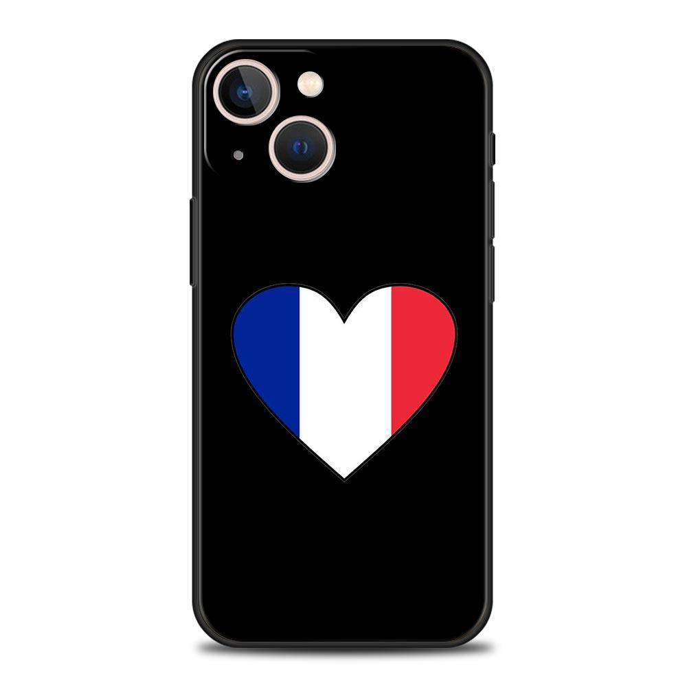 Luxury Phone Case For Apple iPhone 11 15 14 Pro MAX 12 13 7 8 Plus X XR XS MAX SE Silicone Black Cover Funda France flag
