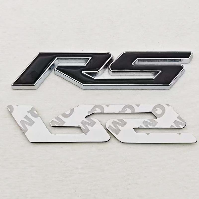 3D Metal RS Logo Sticker Front Grill Emblem Rear Trunk Badge For Chevrolet Onix Blazer lumina Camaro Cruze Monza Car Accessories