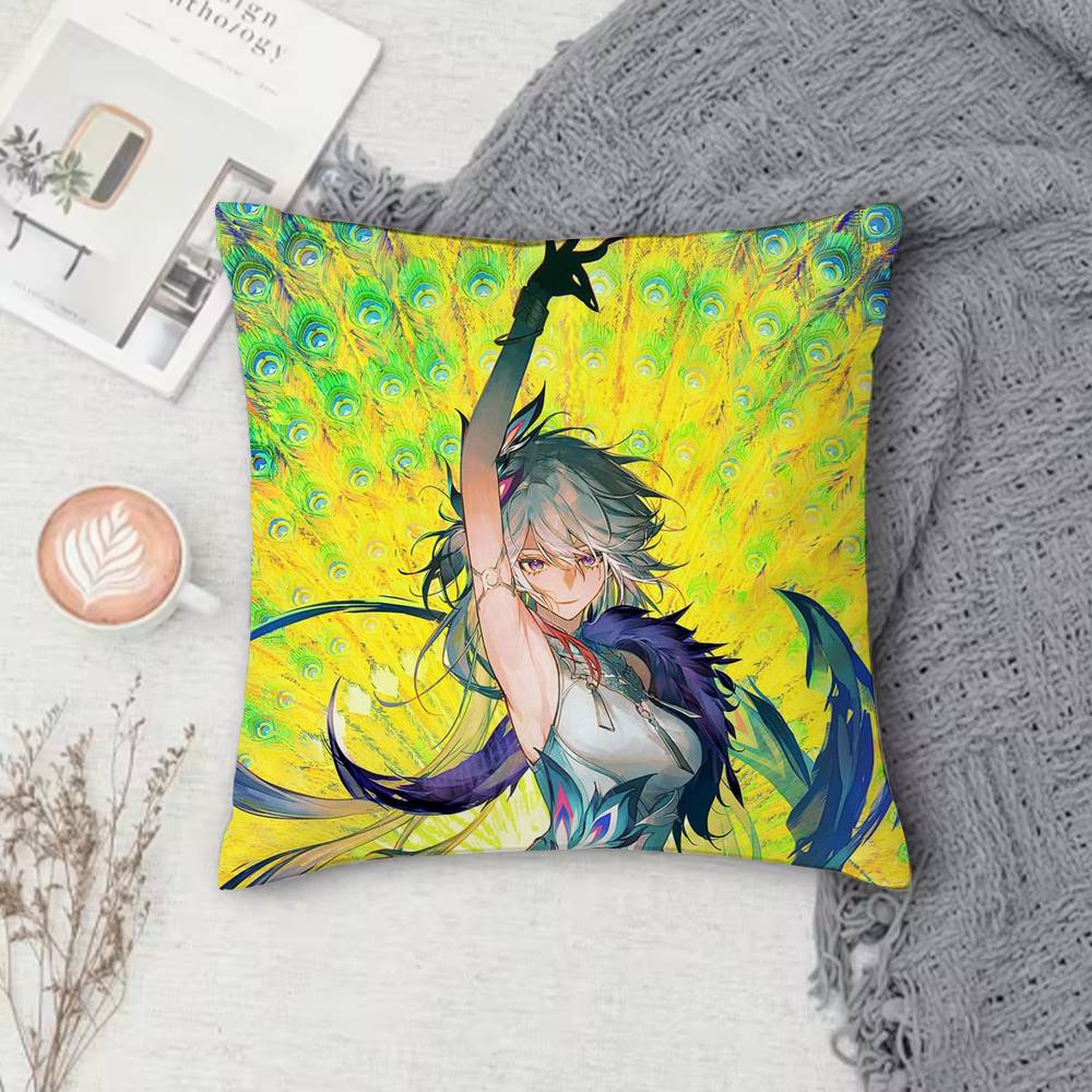Honkai Series Anime Game Doublesided Printed Square Pillow Cover Decorative Cushion Cover for Sofa Bedroom Bedside