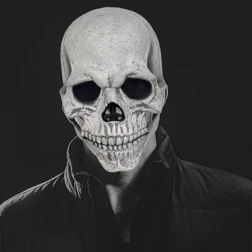 Halloween Horror Skull Helmet Movable Jaw Latex Party Costume Decoration